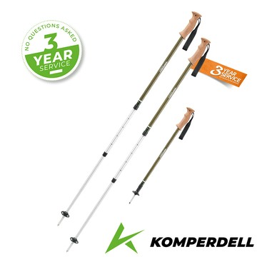 【Komperdell 奧地利】鋁合金旋轉軟木握把登山杖(1742339210-S 綠/健行登山/單支入)
