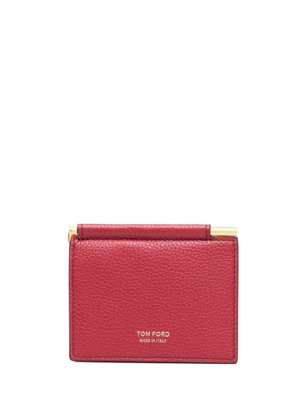 TOM FORD - money clip bi-fold cardholder - men - Calf Leather/Brass/Sheepskin - One Size - Red