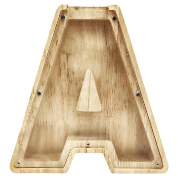 E dot 居家裝飾木製英文字母存錢筒 18x18x3cm  字母A款 木色  1個