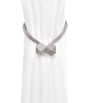 磁吸窗簾扣 繩子長45cm 方頭球寬2.5cmx2.5cm 總長約47cm  銀色  10個