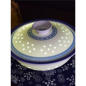 青花玲瓏陶瓷帶蓋菜湯鍋碗景德鎮中式高檔釉下彩家用復古餐具大碗