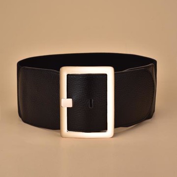 新款簡約百搭時尚針扣真皮彈力腰帶女寬裝飾配半身裙連衣裙子腰封