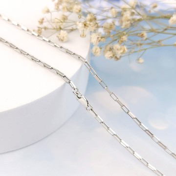 GIUMKA．925純銀長方鍊項鍊．素鍊-16吋