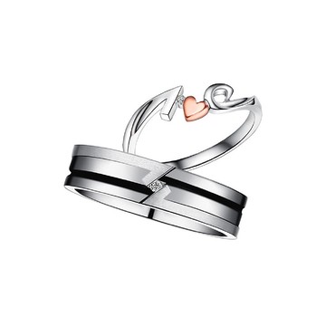 情人對戒 鑽石K金白鋼 愛 滿分 戒指