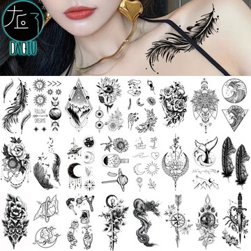 👑大邱紋身👑台灣現貨 QQ201-240 紋身貼 微刺青小清新 假刺青 輕紋身 防水 紋身 刺青 貼紙【T08Z2】