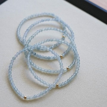 拈翠/織霧/緬甸天然翡翠-冰至高冰藍翡翠小咪咪手串