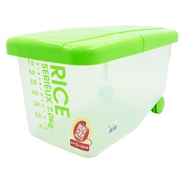 Skater 塑膠密封防蟲米桶 5kg  透明 + 綠色  36 x 21 x 20cm  1個