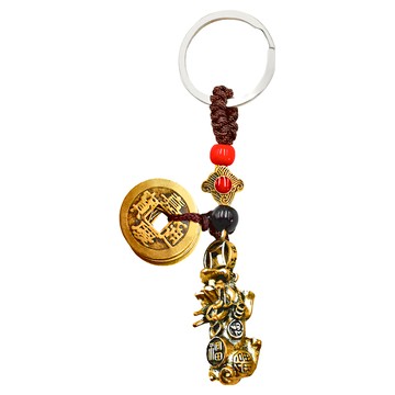 財福貔貅 招財五帝錢鑰匙圈 保平安  10.5cm