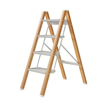 youfone四步梯超輕鋁合金折疊梯/多功能人字梯(木紋色)