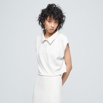 REBOOT-甦活機能微落肩無袖短版上衣(女)-白樺木