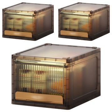 FAmILyLIFE 生活 抽屜式可掀蓋疊加耐重收納箱3件組 特大款 FL-310-BW-3  150 x 135 x 90.6cm  霧黑色  1組