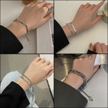 【台灣公司 可打統編】免運 雙層愛心珍珠手鏈女ins小眾設計個性簡約鈦鋼嘻哈時尚手環手飾潮 可開發票 全館五折 工廠現貨直銷 新品特價 z9211