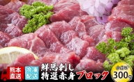 馬刺し 特選 赤身 300g ブロック 熊本直送 国内肥育 馬刺 馬肉 肉 お肉 冷凍 国産 又は カナダ産 配送不可：離島