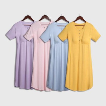 哺乳睡裙家居裙產后喂奶上衣莫代爾孕婦連衣裙夏季薄款待產裙