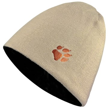 Jack Wolfskin 小狼爪LOGO條紋針織保暖帽 雙面戴毛帽『卡其配黑』