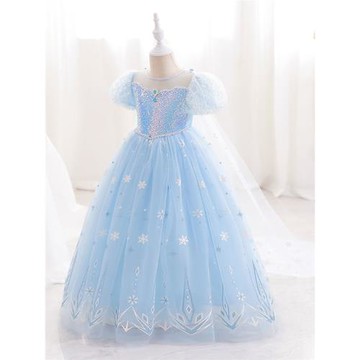 女童夏季愛莎公主裙冰雪奇緣艾莎連衣裙小女孩elsa高端生日禮服