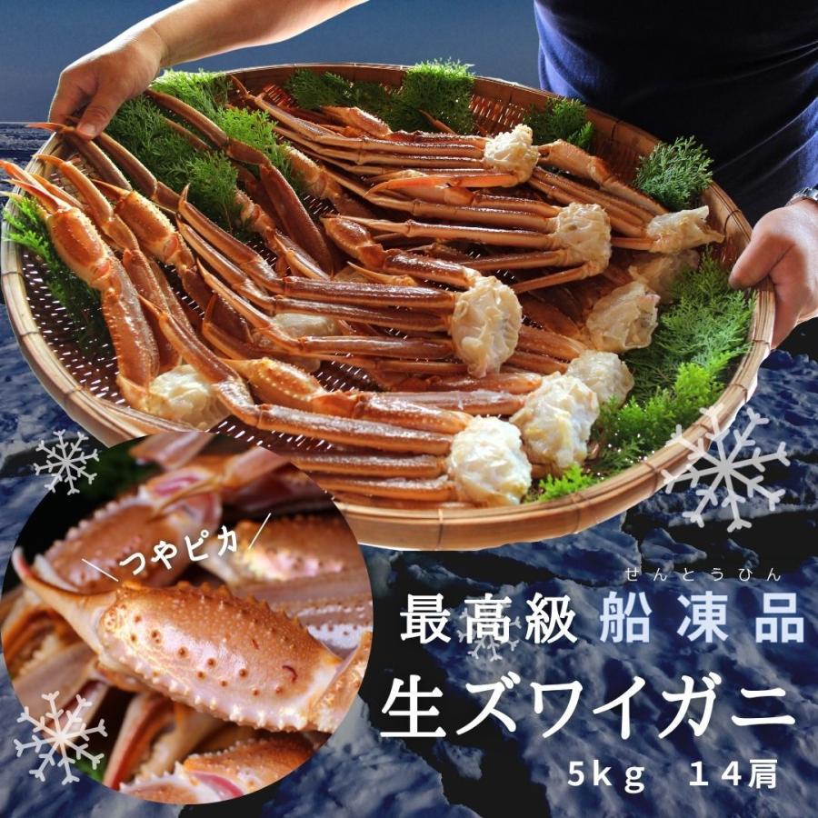 最高級　船凍品生ずわいがにオピリオ種4L  5ｋｇ　14肩　かに カニ 蟹 ずわい ズワイガニ ズワイ かに鍋 カニ鍋 10人前以上　鮮度抜群　大容量