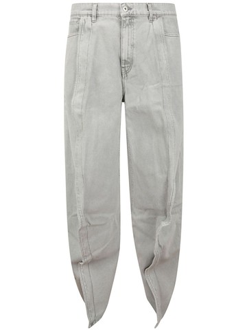 Y/Project - ruffle-detail wide-leg jeans - men - Organic Cotton - 31 - Grey