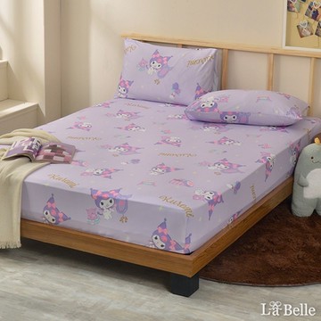 【Great Living格蕾寢飾】義大利La Belle Sanrio-魔鏡酷洛米 加大海島針織床包枕套組