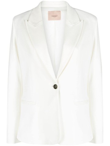 TWINSET - peak-lapels single-breasted blazer - women - Viscose/Elastane/Polyester/Polyamide/Elastane - 44 - White