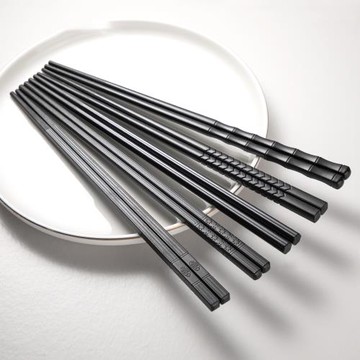 筷子商用黑色餐飲耐高溫飯店用酒店可高溫消毒防滑不發霉合金10雙