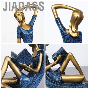 jiadass Zerodis 雕像優雅大方的讀書女孩雕像雅加雕像樹脂不易褪色花園雕像色彩鮮豔油漆雕塑