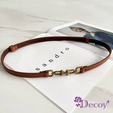 【Decoy】古銅平滑扣＊伸縮束腰修身細皮帶/駝