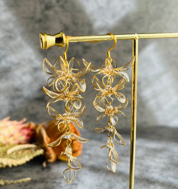 紫藤花透明耳飾