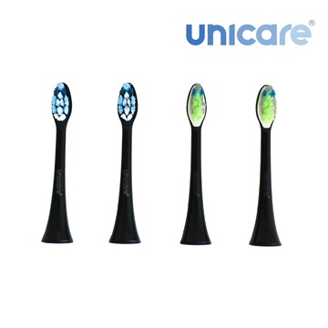 unicare - 音波電動牙刷原廠替換刷頭四入組-星光藍(黑)