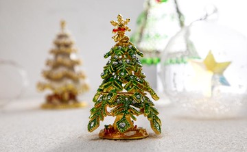 圣誕樹桌面擺件 首飾盒圣誕裝飾品場景布置 節日小禮物求婚戒指盒