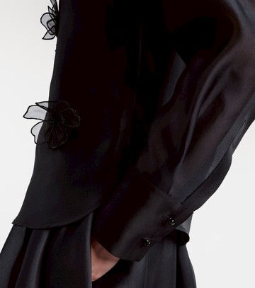 Max Mara Agi embellished floral-appliqué silk blouse