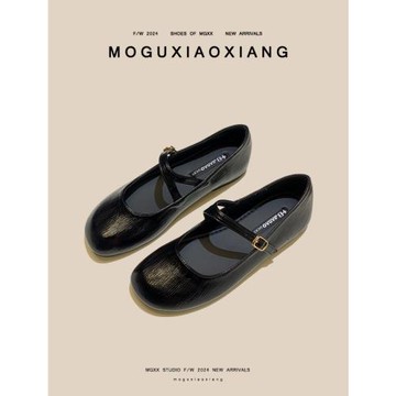 【MOGU小象】圓頭平底單鞋女2024新款晚風軟底休閑復古淺口晚晚鞋