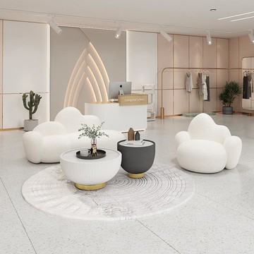 優樂悅~圓型服裝店布藝沙發花瓣高級美容院異形不規則會客輕奢接待休閑