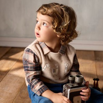 PIPPY 經典格紋假兩件上衣 米-130