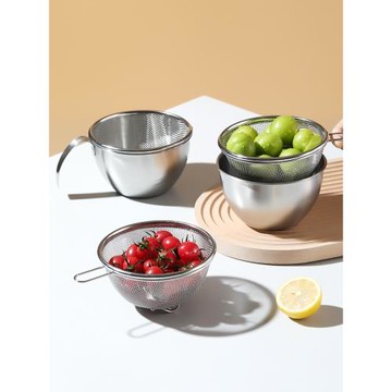 304不銹鋼迷你瀝水籃小洗水果盤過濾漏碗網籃洗菜盆淘米神器 米木