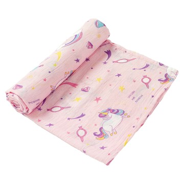新生兒雙層包巾 110x120公分 100%棉  彩虹獨角獸