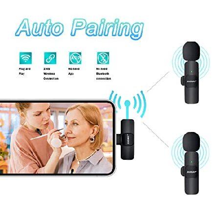 JIUOKAY Pack Wireless Lapel Microphone for Samsung Galaxy Tab Phones, iPhone Microphone for Video Recording Interview Podcast Vlog Zoom Facebook Tik