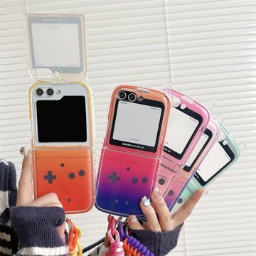 漸變撞色游戲機三星zflip6手機殼折疊屏zflip5硅膠保護套zflip4防摔軟殼zflip3創意彩繪W24 Flip個性男女翻蓋