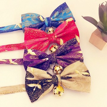 海波上的鶴 蝴蝶結寵物裝飾項圈 貓咪 小型犬 迷你犬