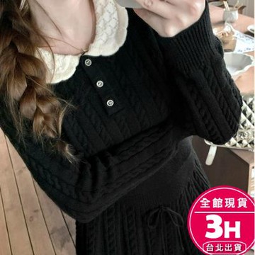【梨卡】隔日到貨 女裝 毛衣 短裙【套裝】連身裙 連身短裙 針織 長袖 半身裙套裝 保暖毛衣 XF025