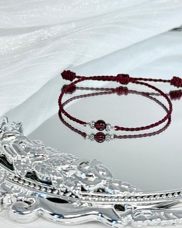 微醺 - 醫療鋼配飾/紅石榴石/祈願蠟繩水晶手鍊