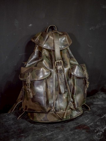 Full Veg-tanned Leather Backpack 植鞣牛革後背包-迷彩綠款