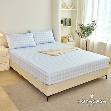 HOYACASA 100%精梳純棉床包枕套組｜晴藍晨光｜(單人/雙人/加大)