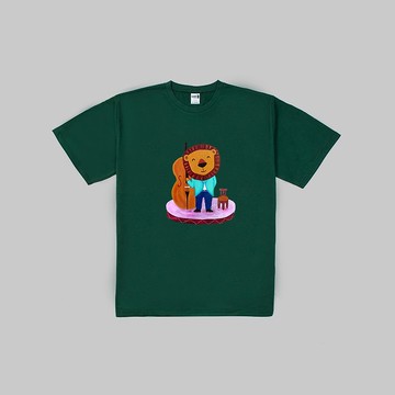 厚磅寬版落肩棉T恤 | 大提琴獅