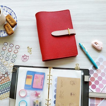 可客製顏色A6手工活頁手帳 12樣手帳素材文具 子彈/記帳本/時間餅