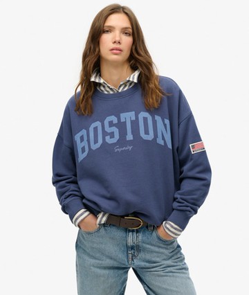 Superdry Women's Athletic Essentials Relaxed Crew Sweatshirt Navy Size: 12