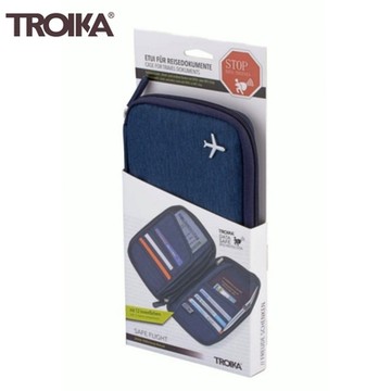 德國TROIKA防竊盜護照包防RFID-NFC防感應側錄錢包TRV20/DB(12隔層)防盗錄隨身包卡夾