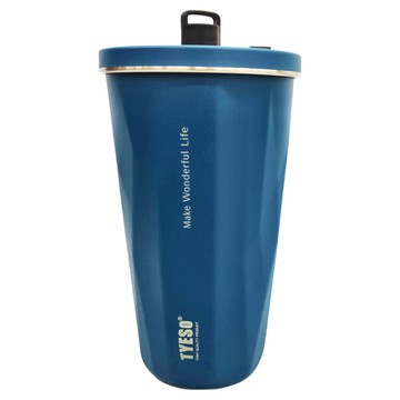 TYESO 泰碩 不鏽鋼吸管杯  藍色  600ml  1個