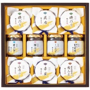 佃煮詰合せ〔しいたけ90g、雪の下95g、鯛みそ105g、刻み生姜煮95g、昆布70g、山海ぶし115g、黒毛和牛の肉みそ90g、赤貝65g各1瓶、磯のり1