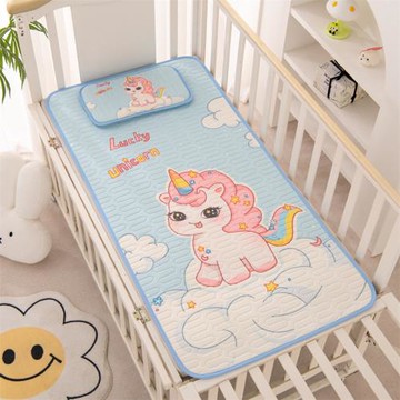 夢幻獨角獸兒童乳膠涼席寶寶幼兒園可機洗夢幻獨角獸涼席廠家批發
